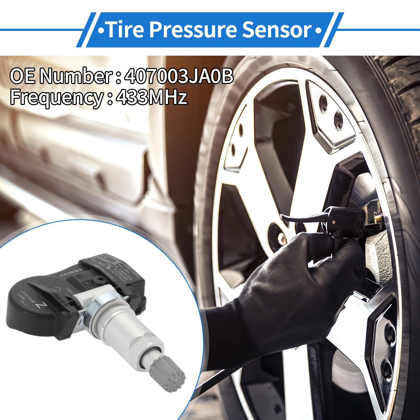 Tire Pressure Sensor for Nissan Pathfinder (2013–2018) 407003JA0B 433MHz