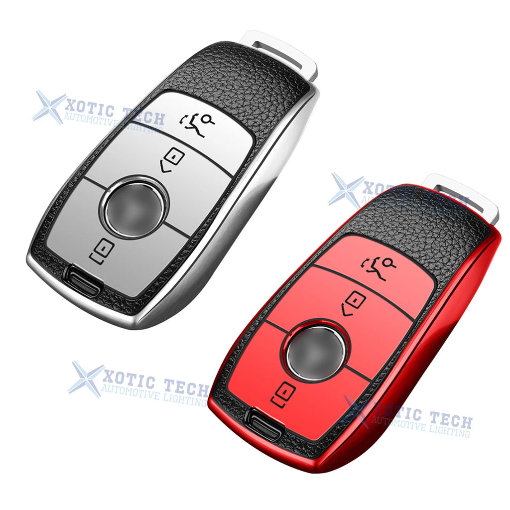 Silver Red TPU Smart Key Fob Holder for Mercedes-Benz E S-Class (2017–2018)