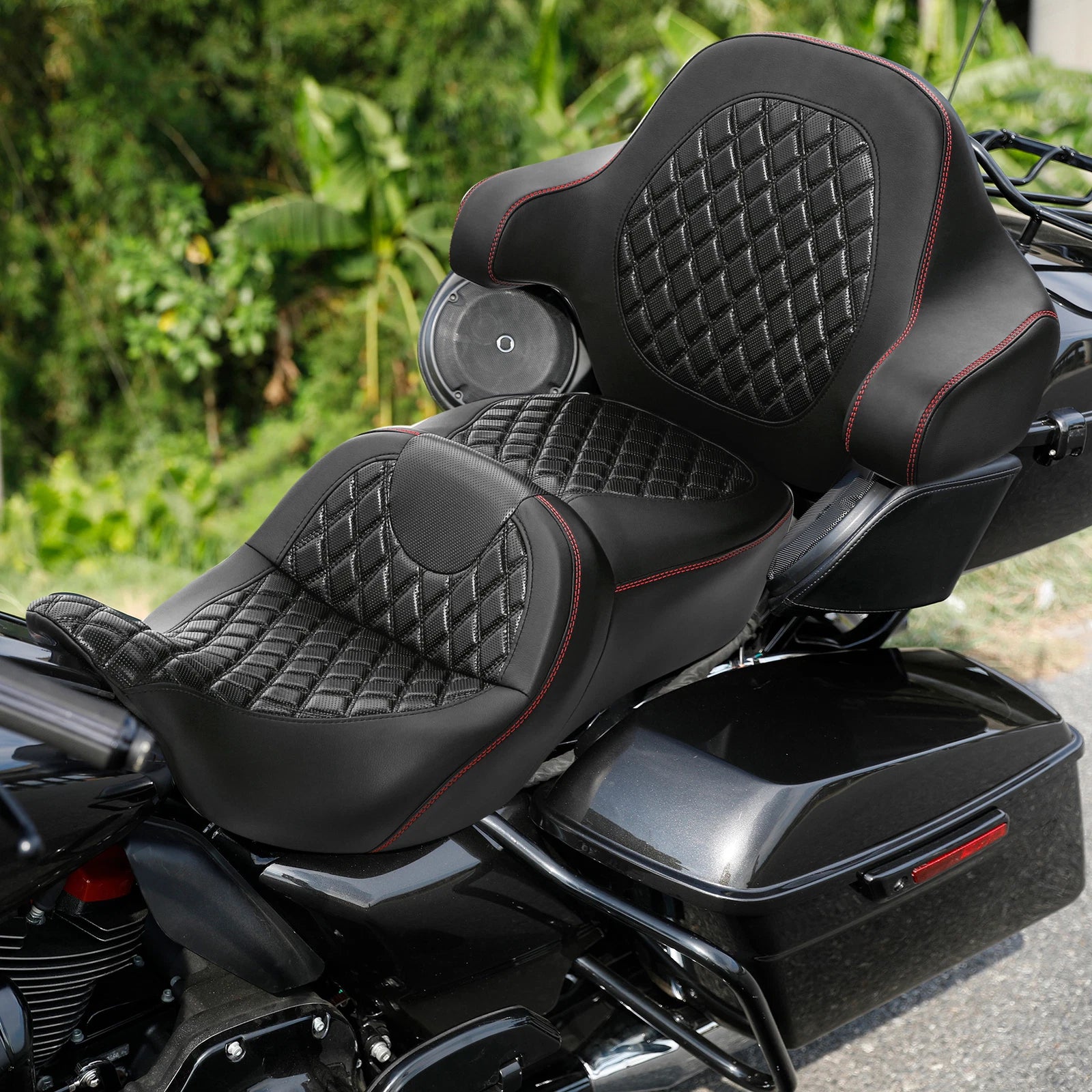 Driver Passenger Seat & Backrest Pad for Harley Electra Glide (2014–2023)