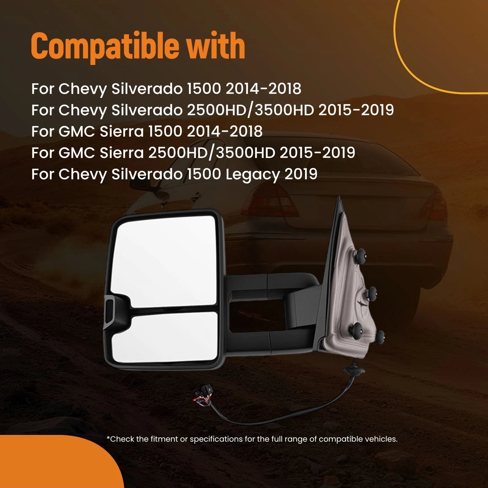 Heated Side Mirror for GMC Sierra 1500 Limited (2019) Arrow Light Adjustable