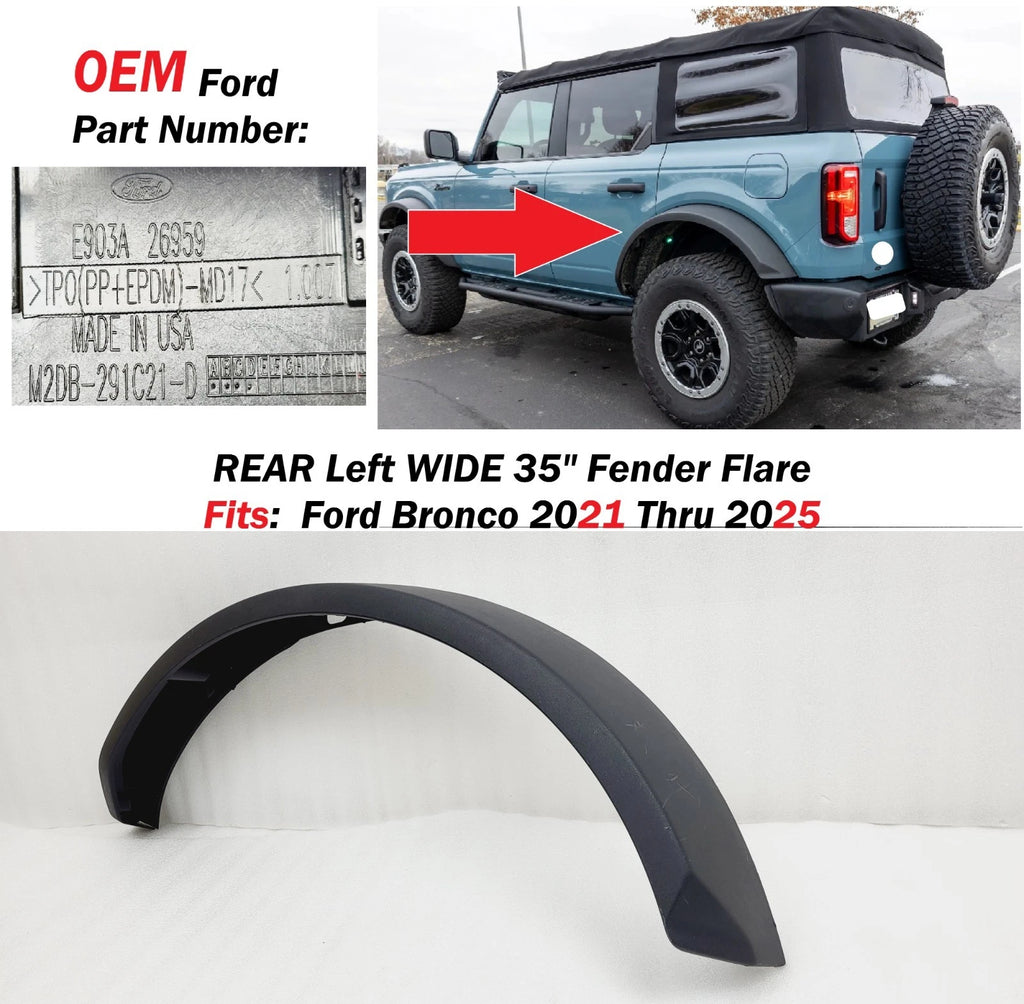 Rear Left Wide Fender Flare Molding for Ford Bronco (2021–2025) M2DB291C21D