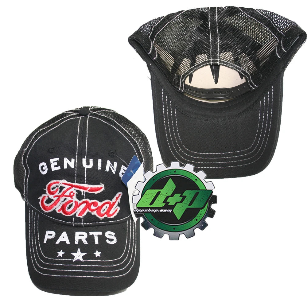 Vintage Genuine Ford Parts Baseball Hat Cap Black Mesh Back