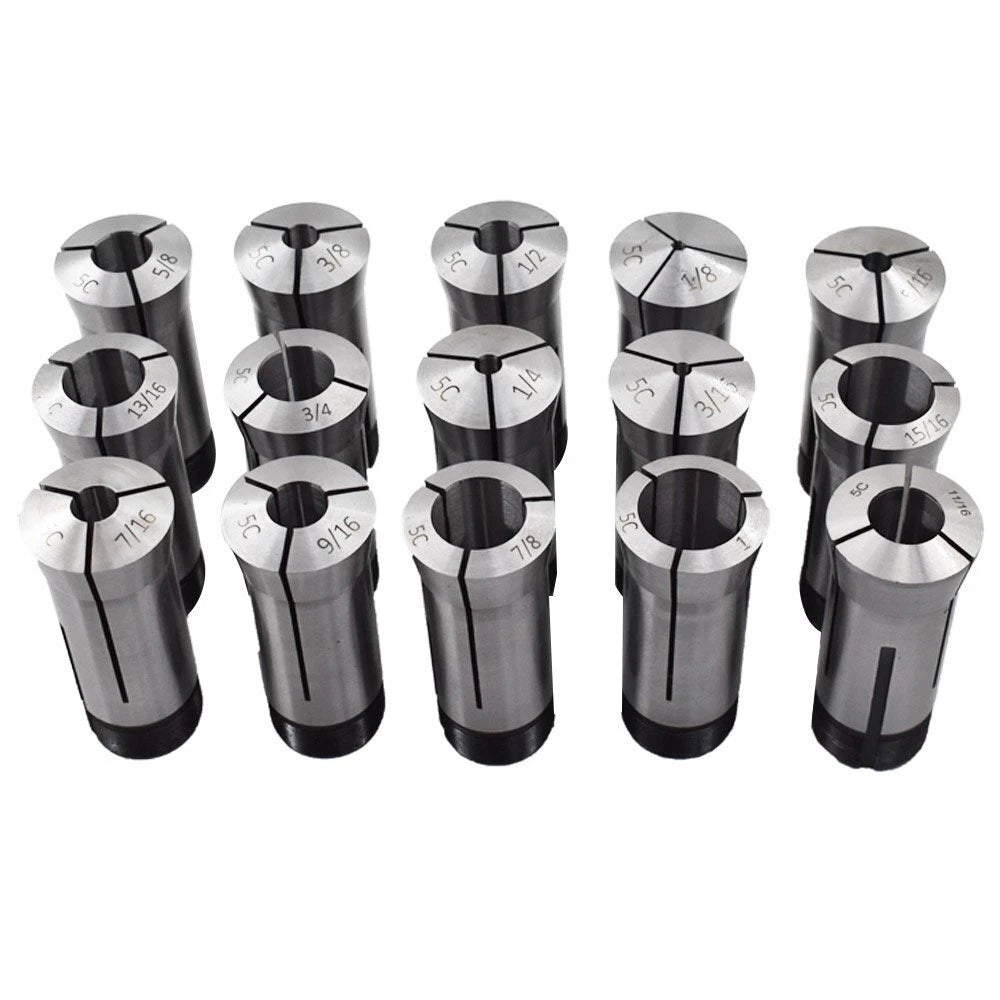 15 Pc Round Collet Set for Lathe (1/8" - 1")