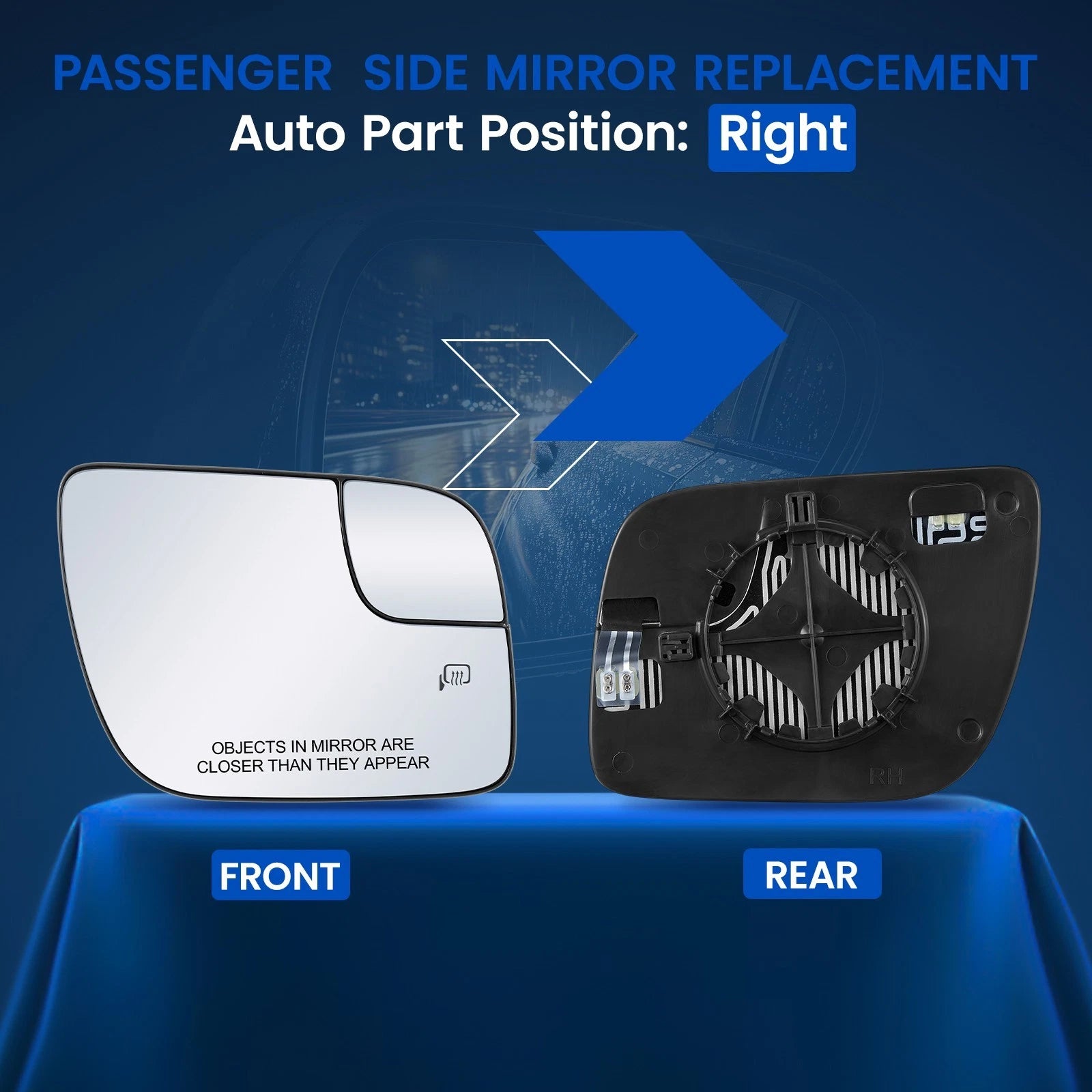Right Side Heated Mirror Glass for Ford Police Interceptor (2013–2017)