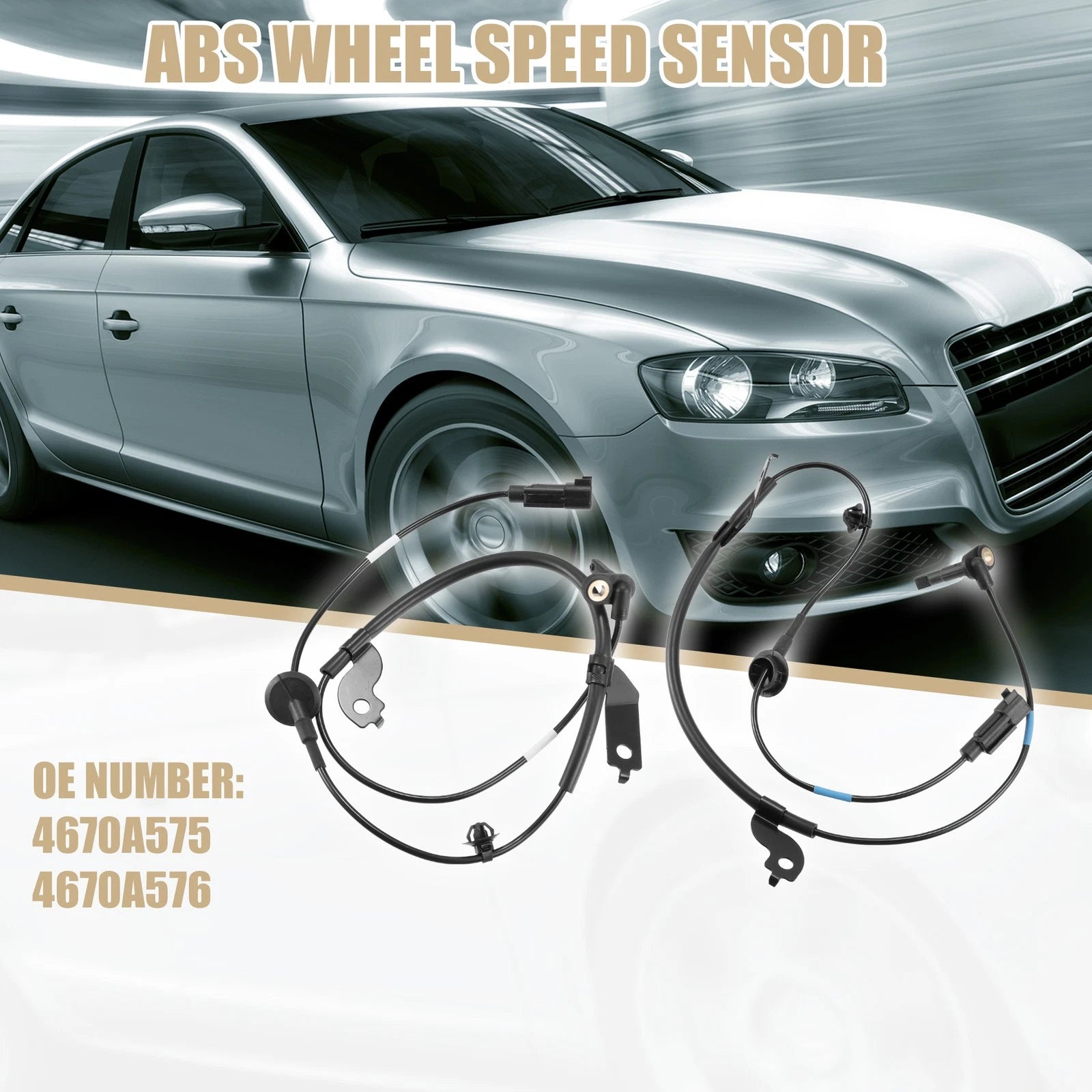 Set of 2 Front Left Right ABS Sensors for Mitsubishi Lancer (2008–2017) 4670A575 4670A576