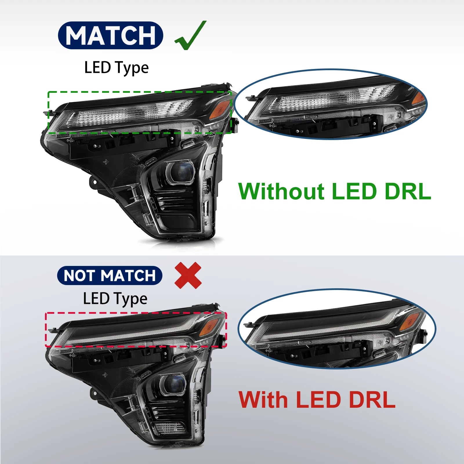 LED Headlight for Chevy Trax LS 1RS (2024–2026) W/O LED DRL W/ Module Driver Left