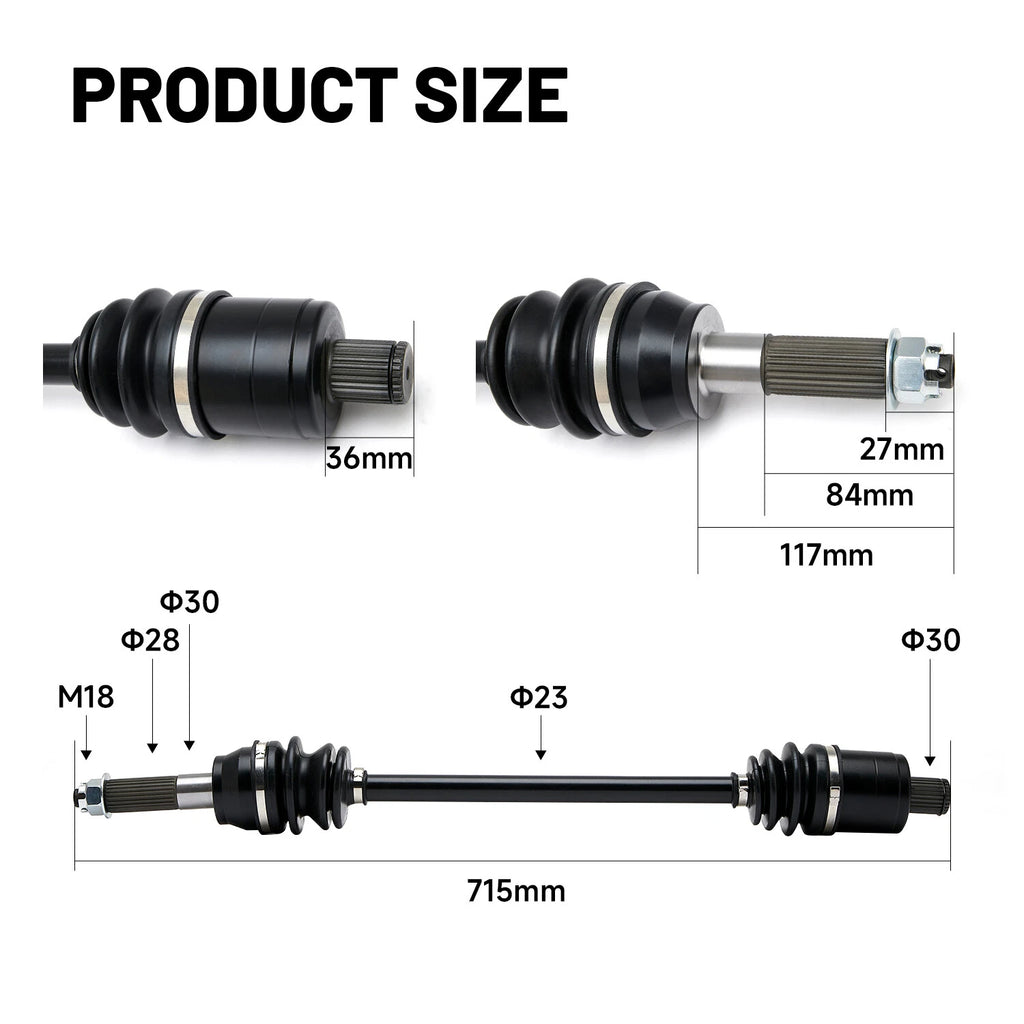 2Pcs Rear CV Axle Drive Shaft for Polaris Ranger Crew XP 1000 (2017–2019)