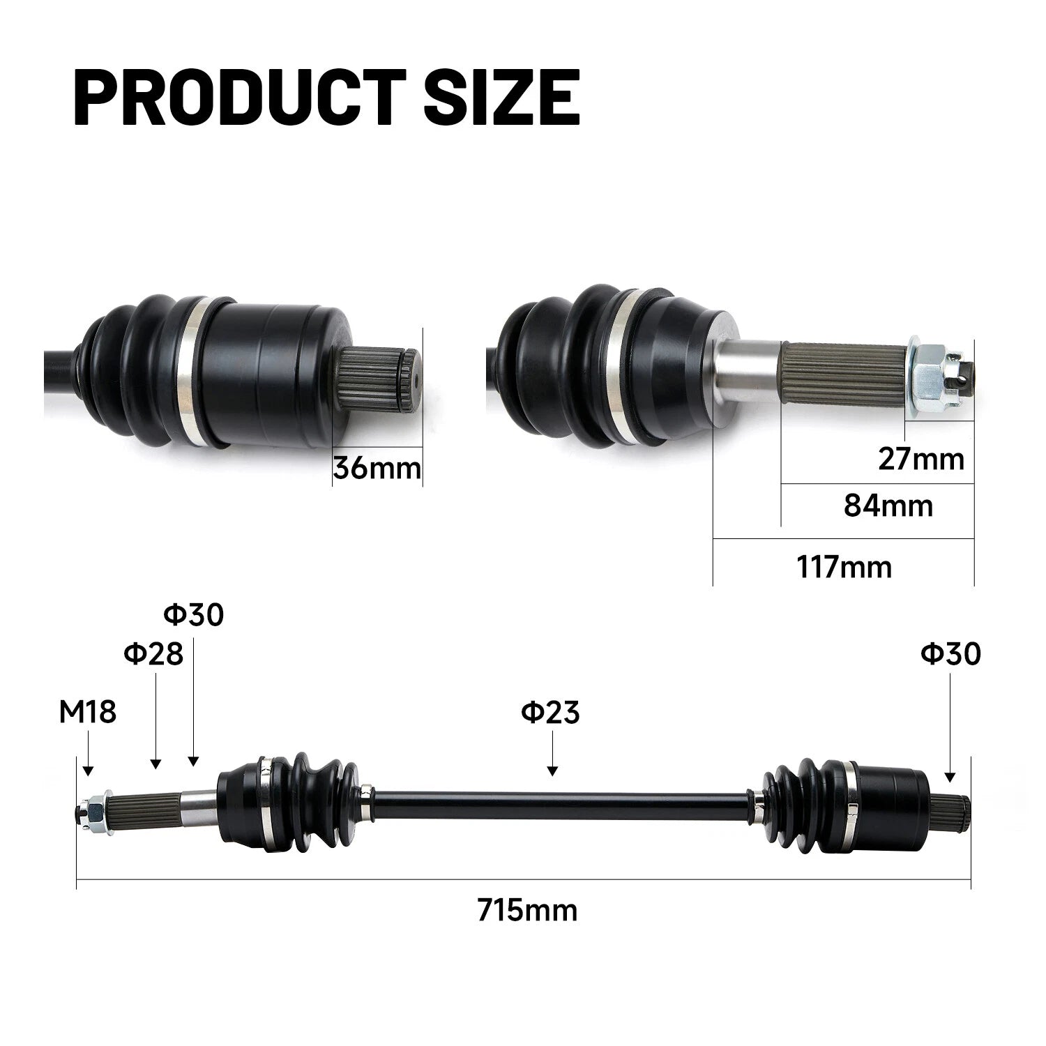 2Pcs Rear CV Axle Drive Shaft for Polaris Ranger Crew XP 1000 (2017–2019)