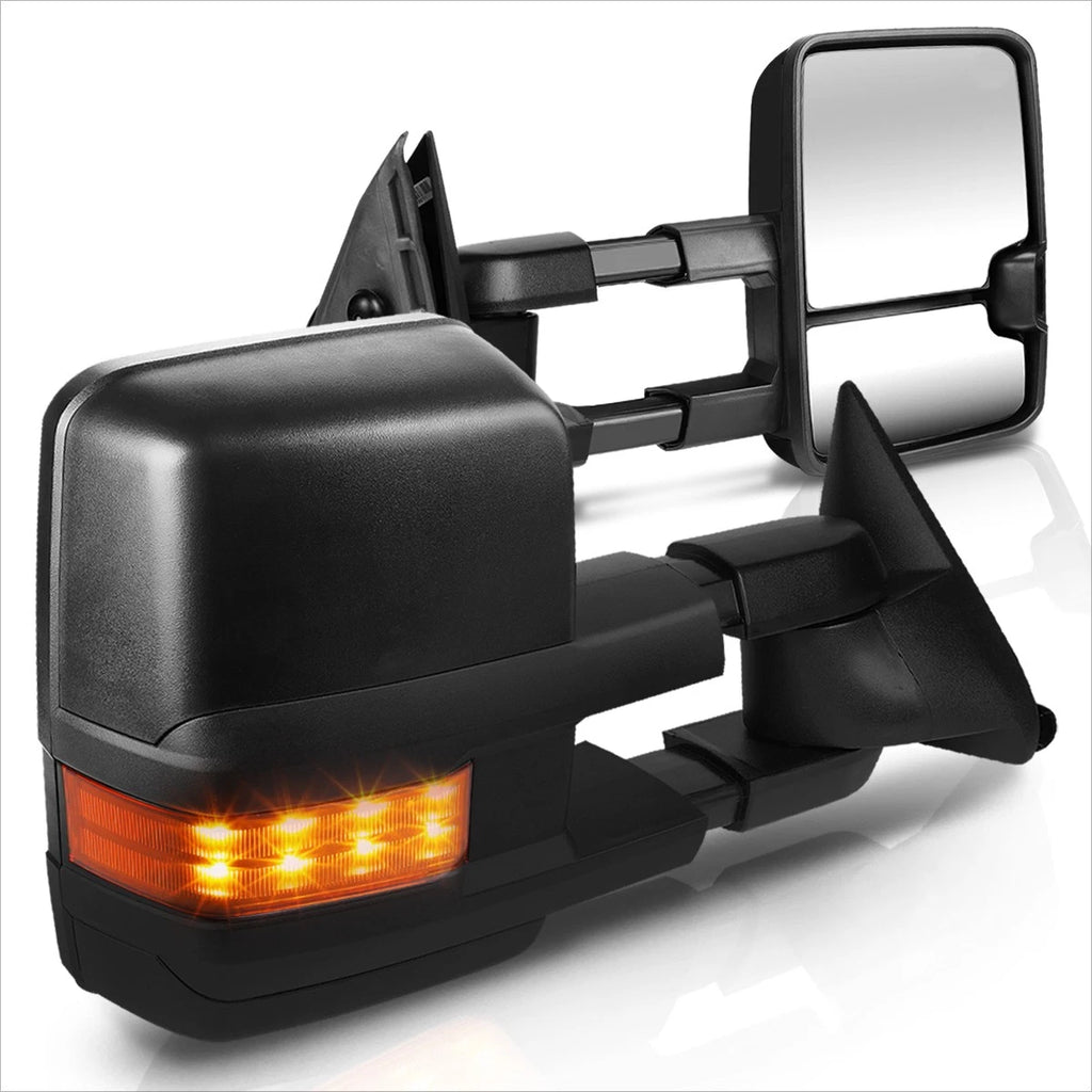 Set of 2 Manual Black Towing Mirrors w/LED Signal for Chevy/GMC C/K Truck (1988–2002)