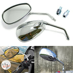 Pair Chrome Rearview Mirrors for Honda Suzuki Yamaha Kawasaki (10mm)