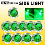 3/4" Green LED Strobe & Steady Marker Lights for EV (10X)