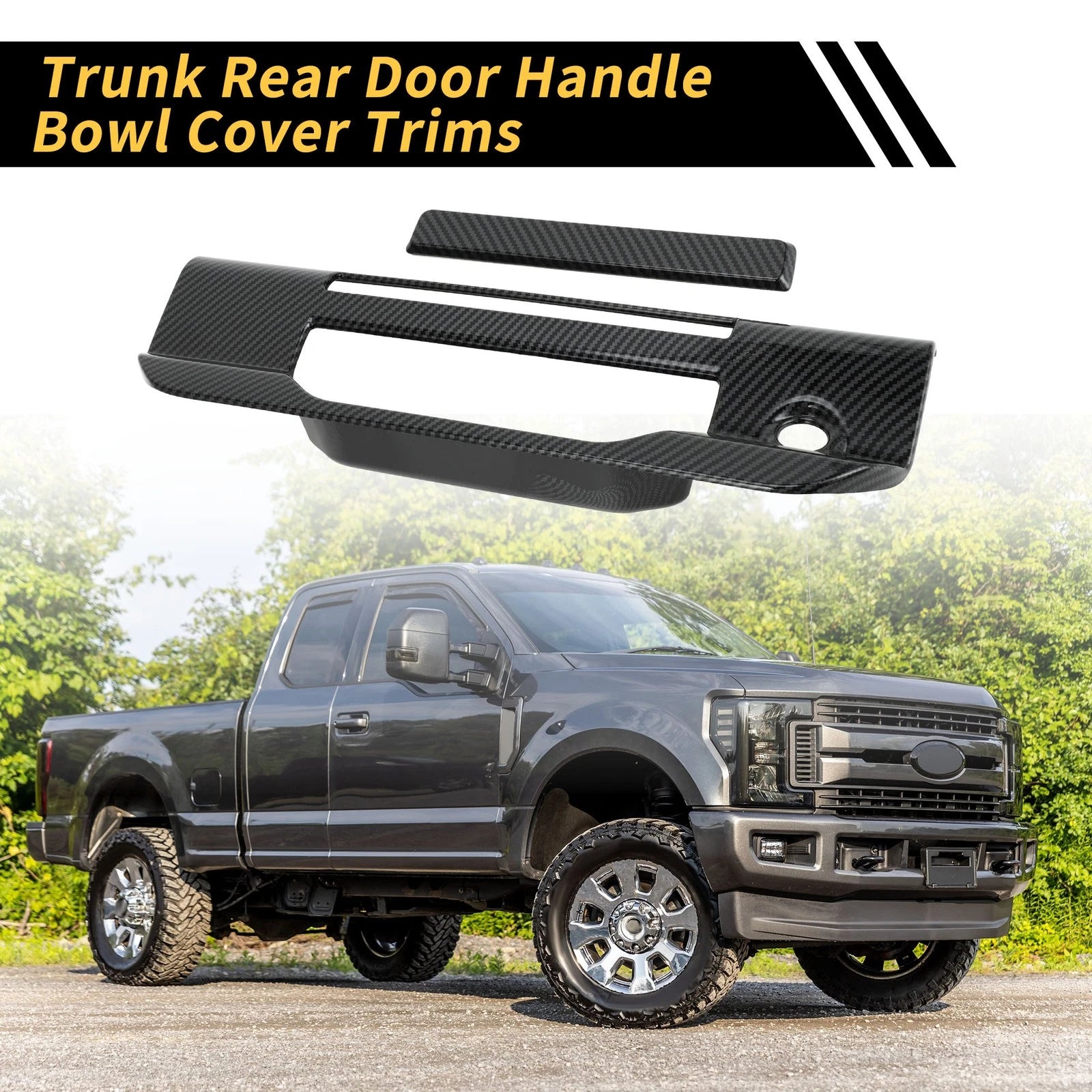 Set of 4 Carbon Fiber Pattern Trunk Door Handle Bowl Covers for Ford Ranger (2023–2024)