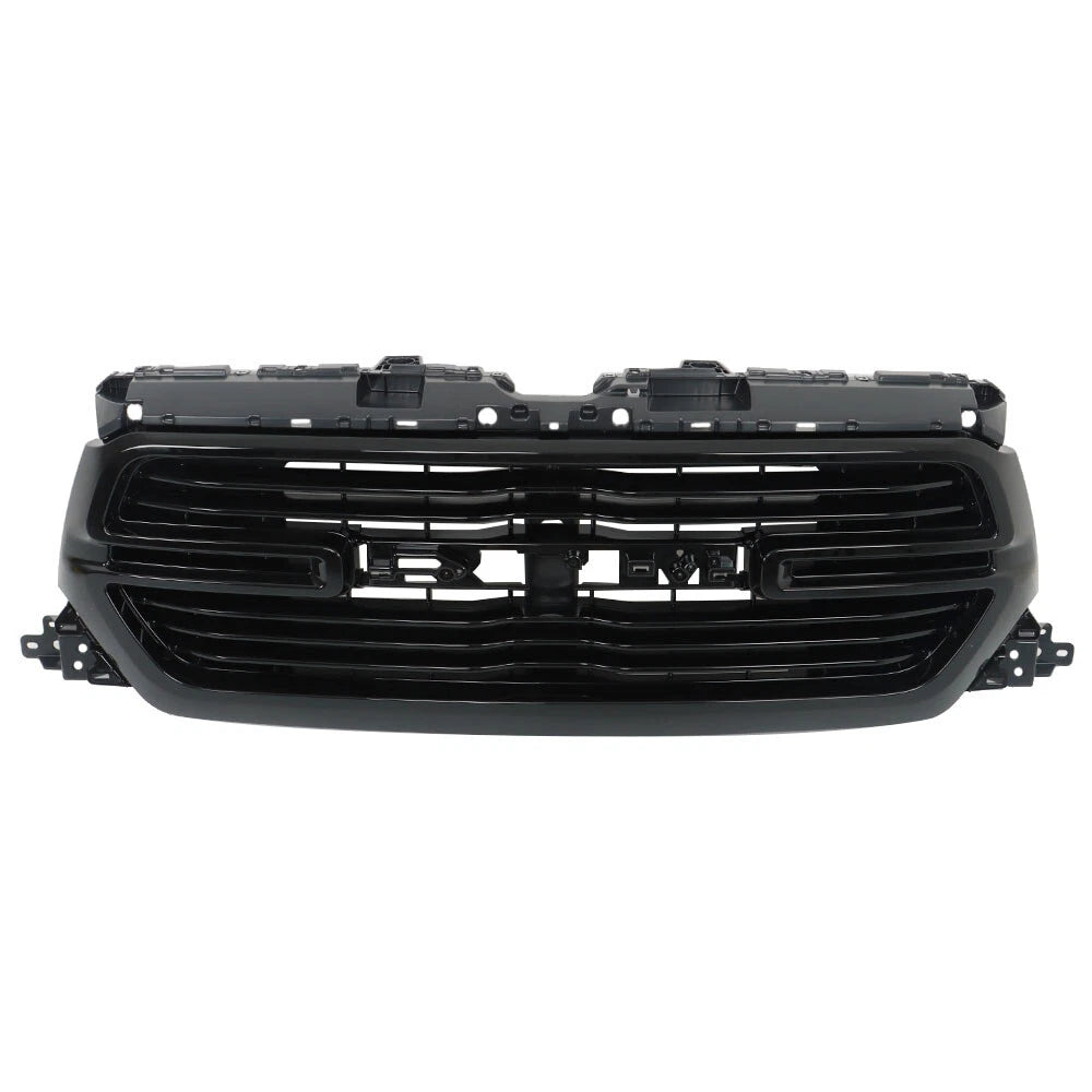 Front Upper Grille for Ram 1500 (2019-2022) Glossy Black Plastic