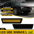 Set of 4 Front Bumper Marker Side Lamps for Dodge Challenger (2008–2014) Smoke