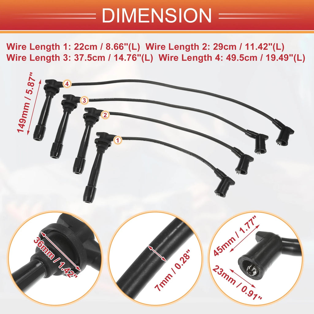 Set of 4 Spark Plug Wire Ignition Coil Cables No. 2750126A00 for Hyundai Accent 