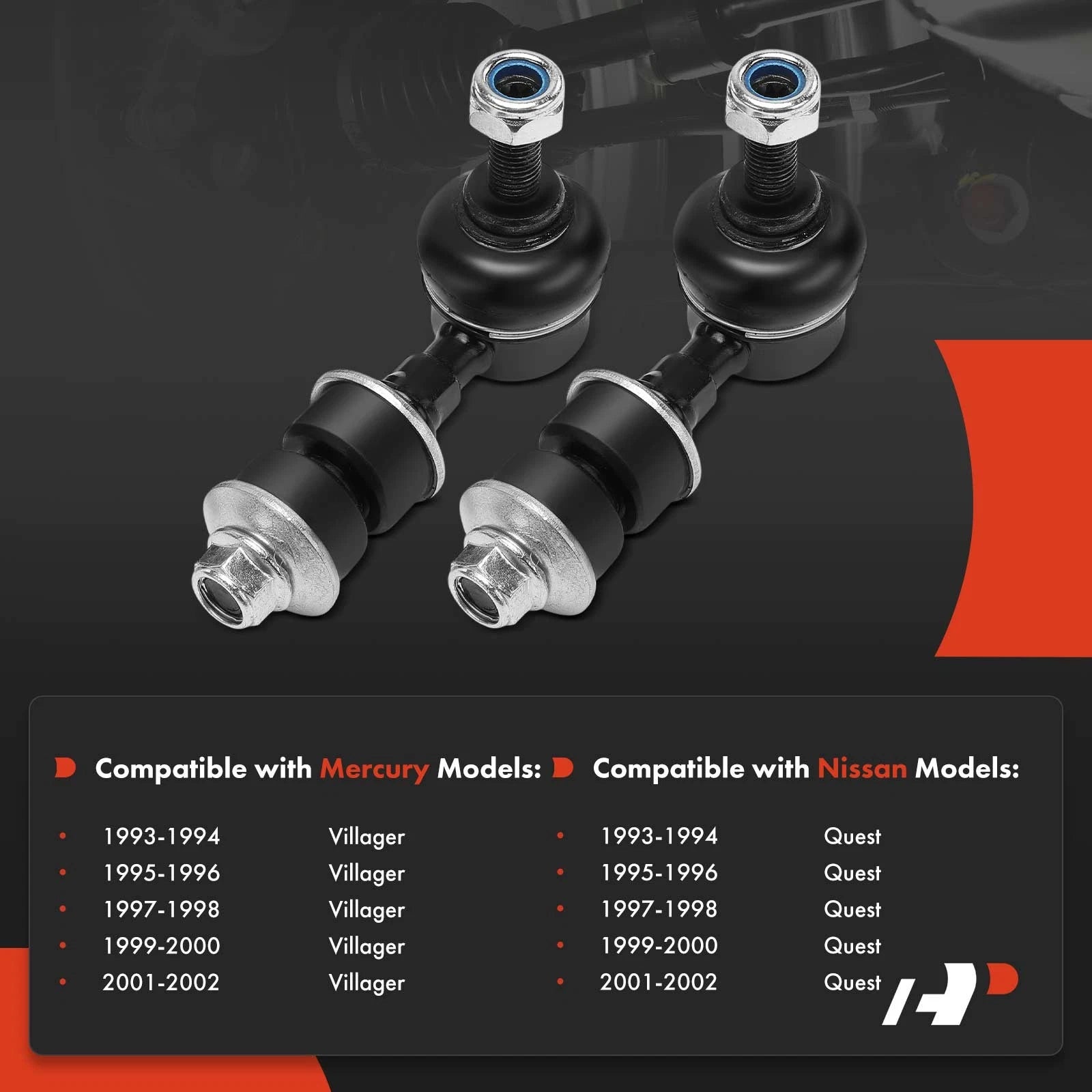 2X Front Sway Bar Links for Nissan Quest Mercury Villager (1993–2002)