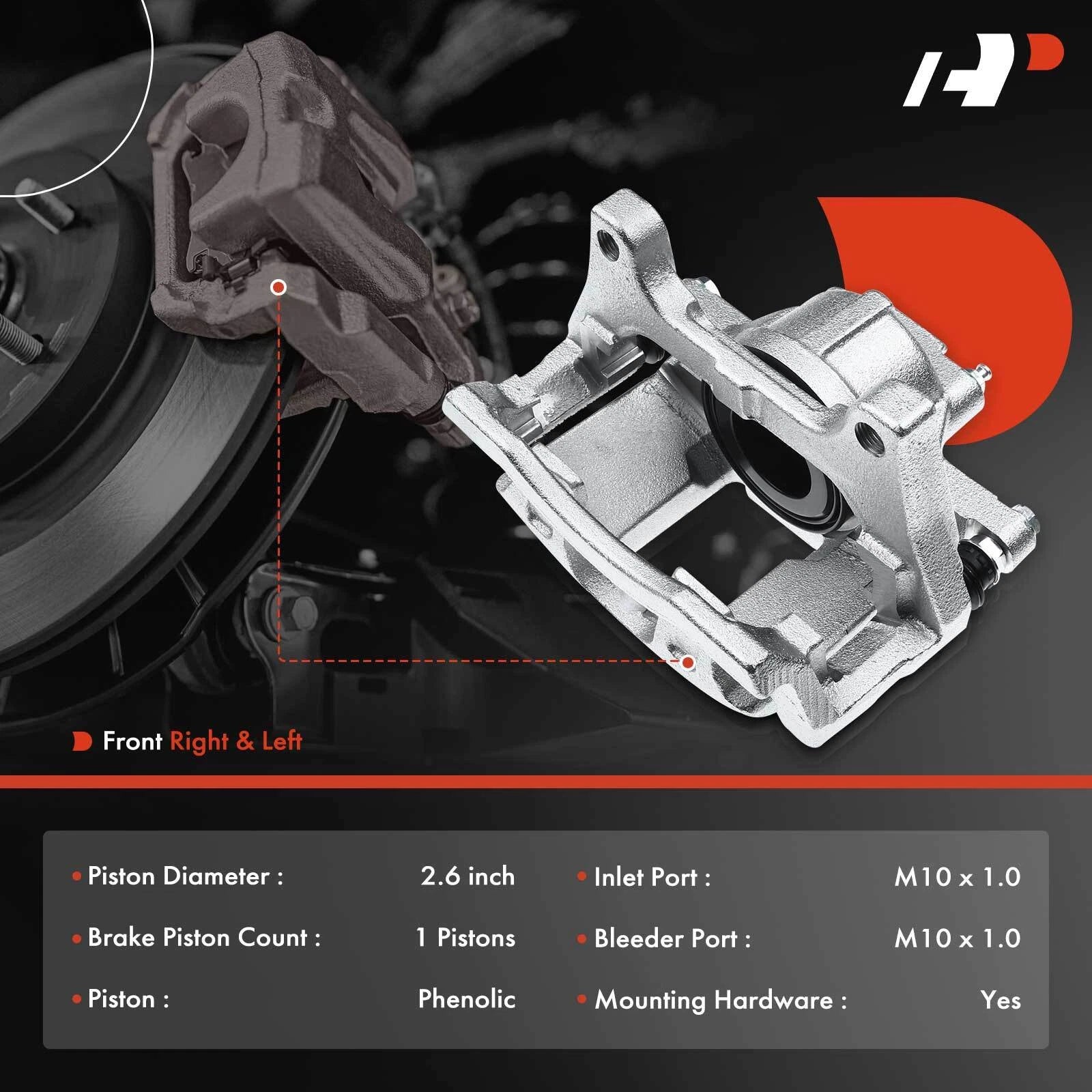 6x Front Brake Calipers & Ceramic Pads for Jeep Wrangler (2007-2012)