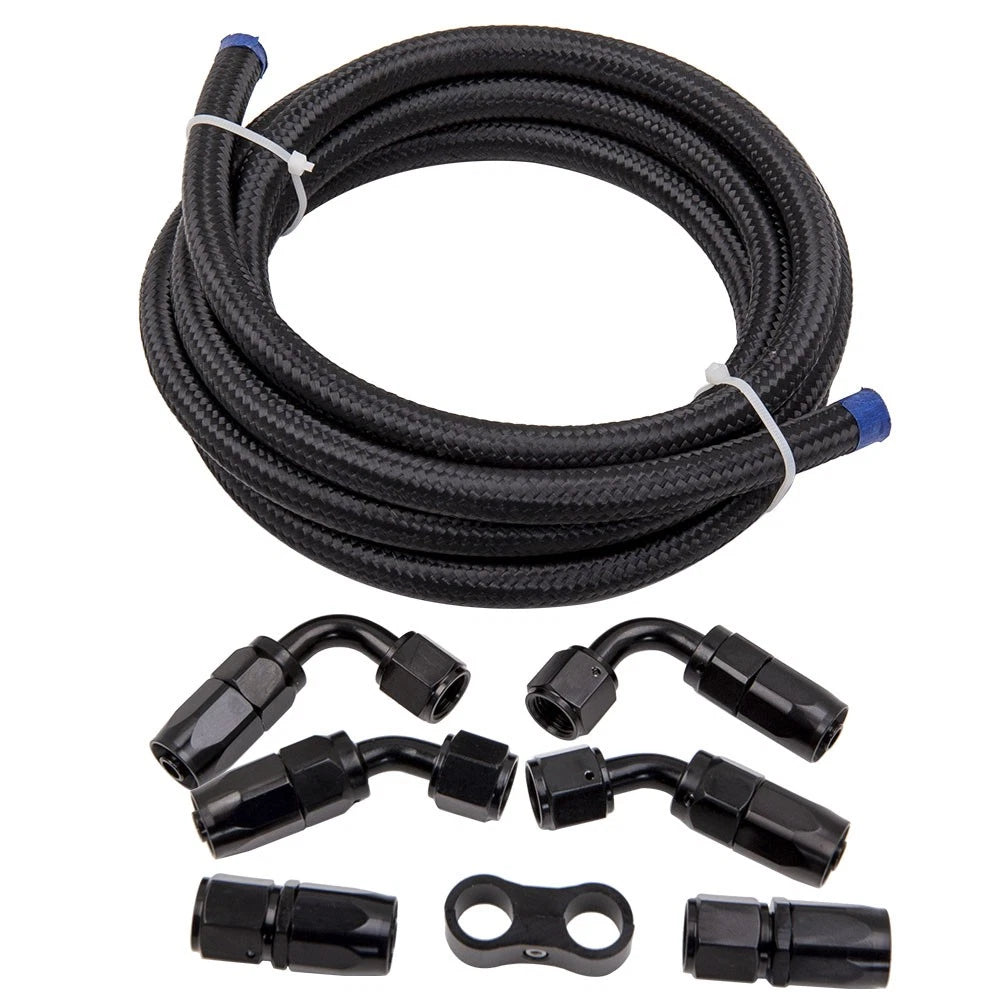 3/8 Fuel Line Hose with 6AN Fitting and Clamp for Universal Applications