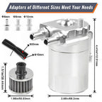 Oil Catch Can Kit 300ML for Universal (Baffled Reservoir, Breather Filter, Silver)