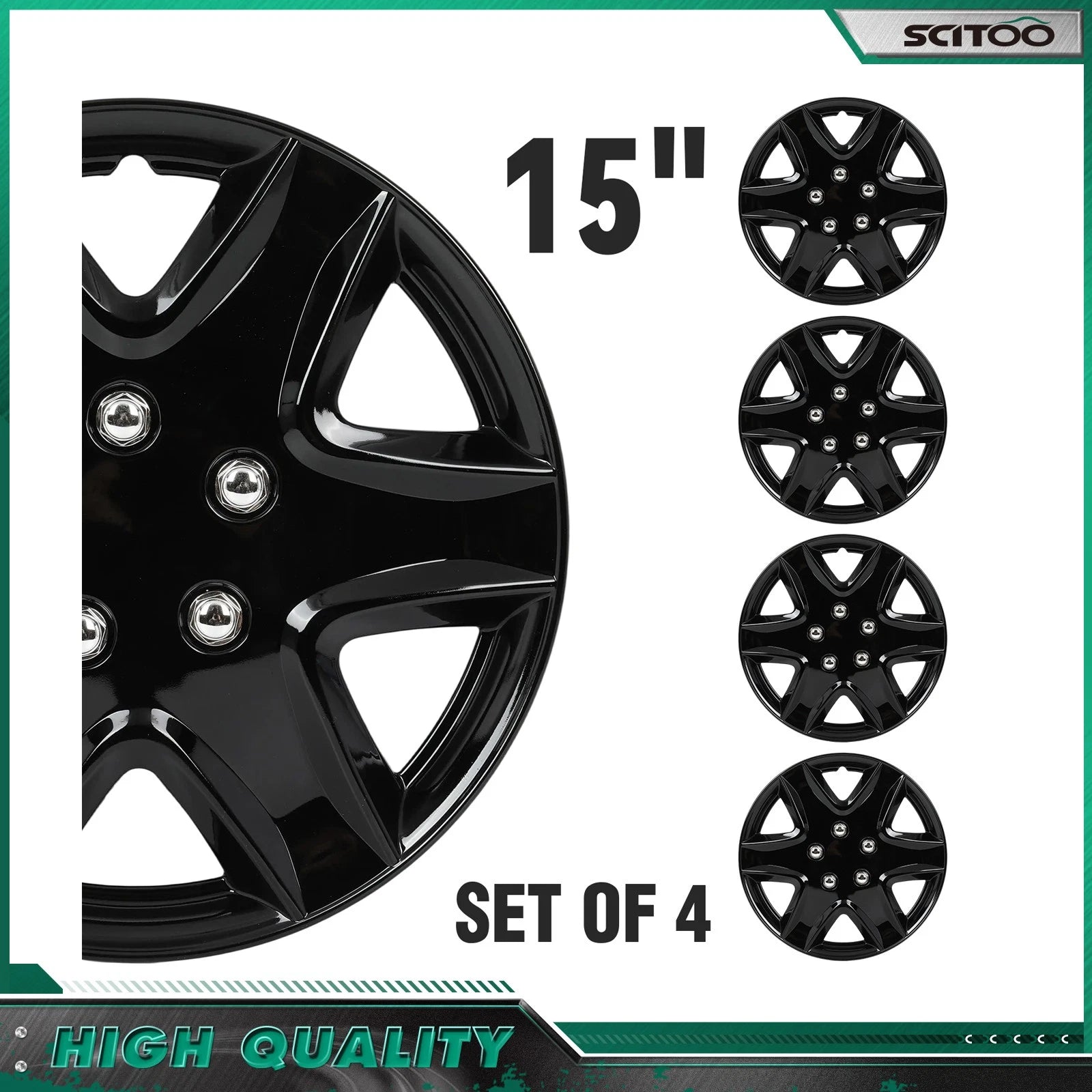 Set of 4 Wheel Covers for R15 Tire & Rim (15 Inch)