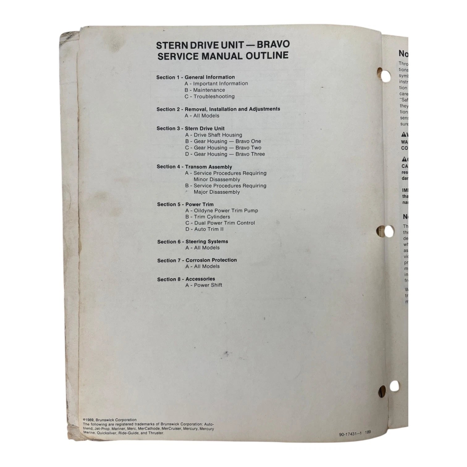 Bravo Stern Drive Unit Service Manual #11 for MerCruiser (1995)