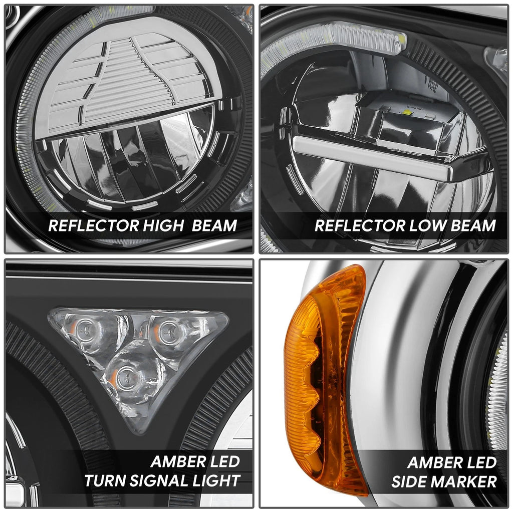 Full LED Reflector Conversion Headlights for Peterbilt 359 379 (1981–2021)