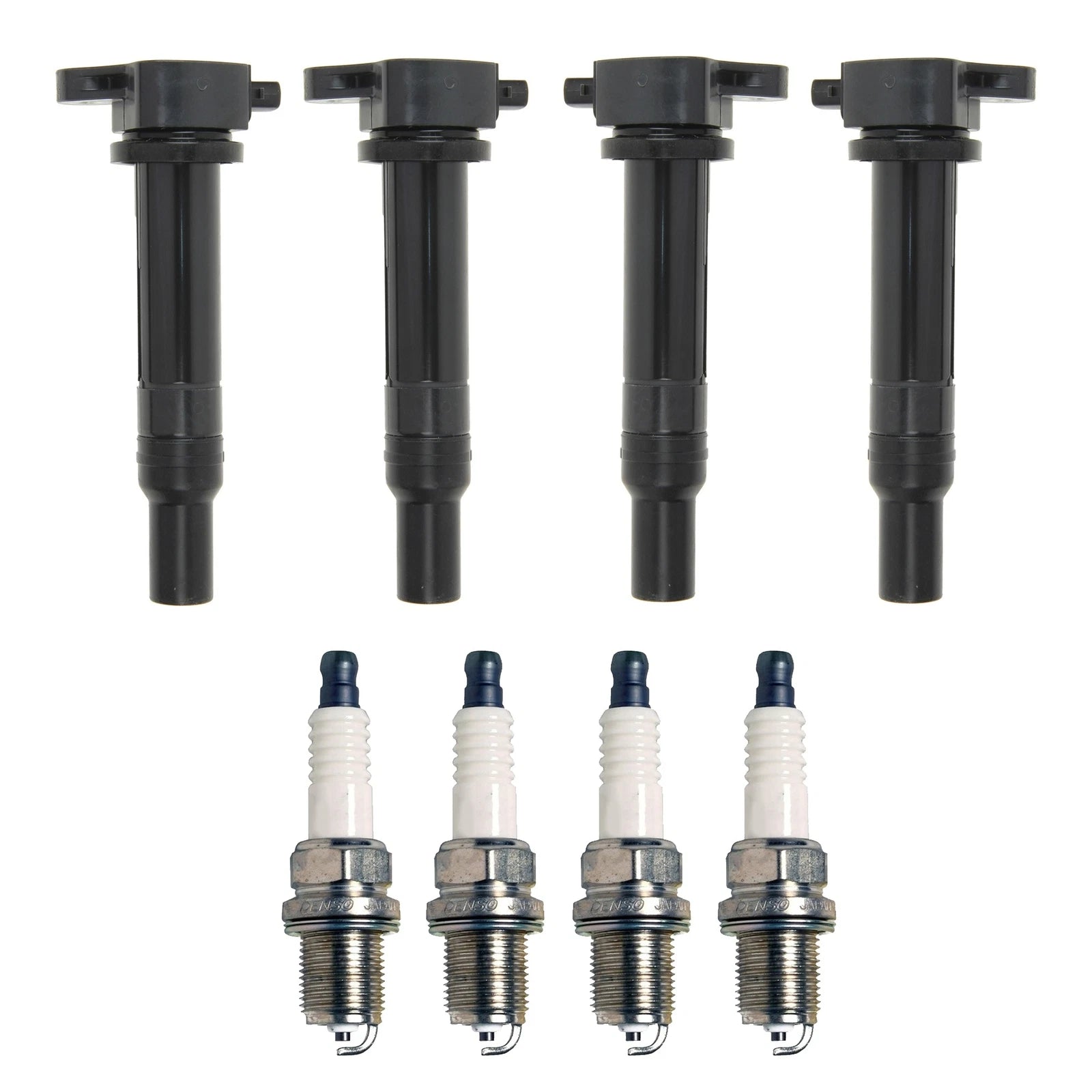 Set of 4 Ignition Coils & 4 U-Groove Spark Plugs for Hyundai Kia 1.6 L4