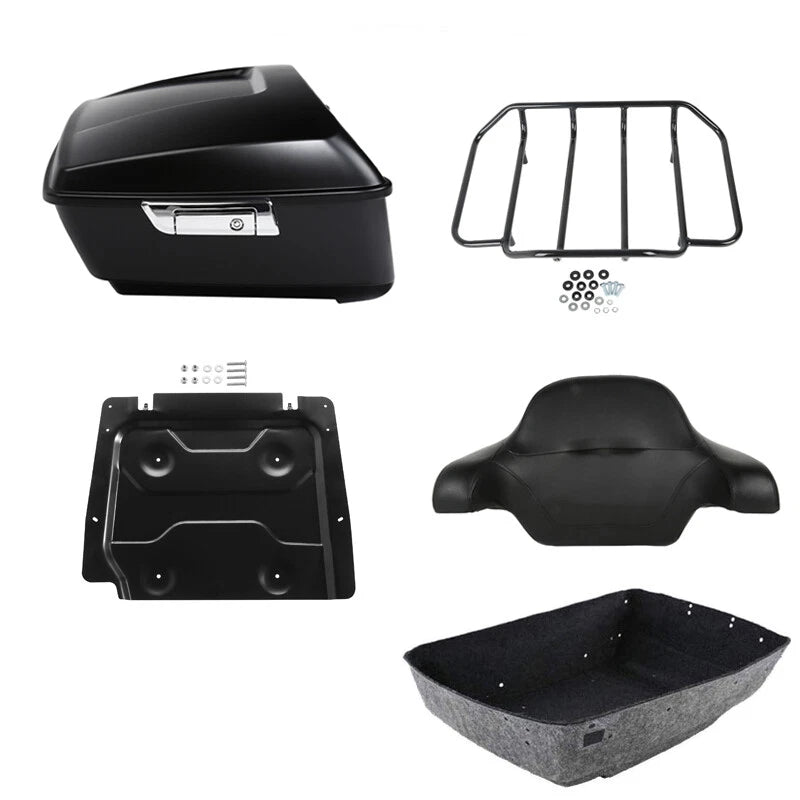 Matte Black Trunk Backrest Rack Plate for Harley Touring FLHT (2014–2026)