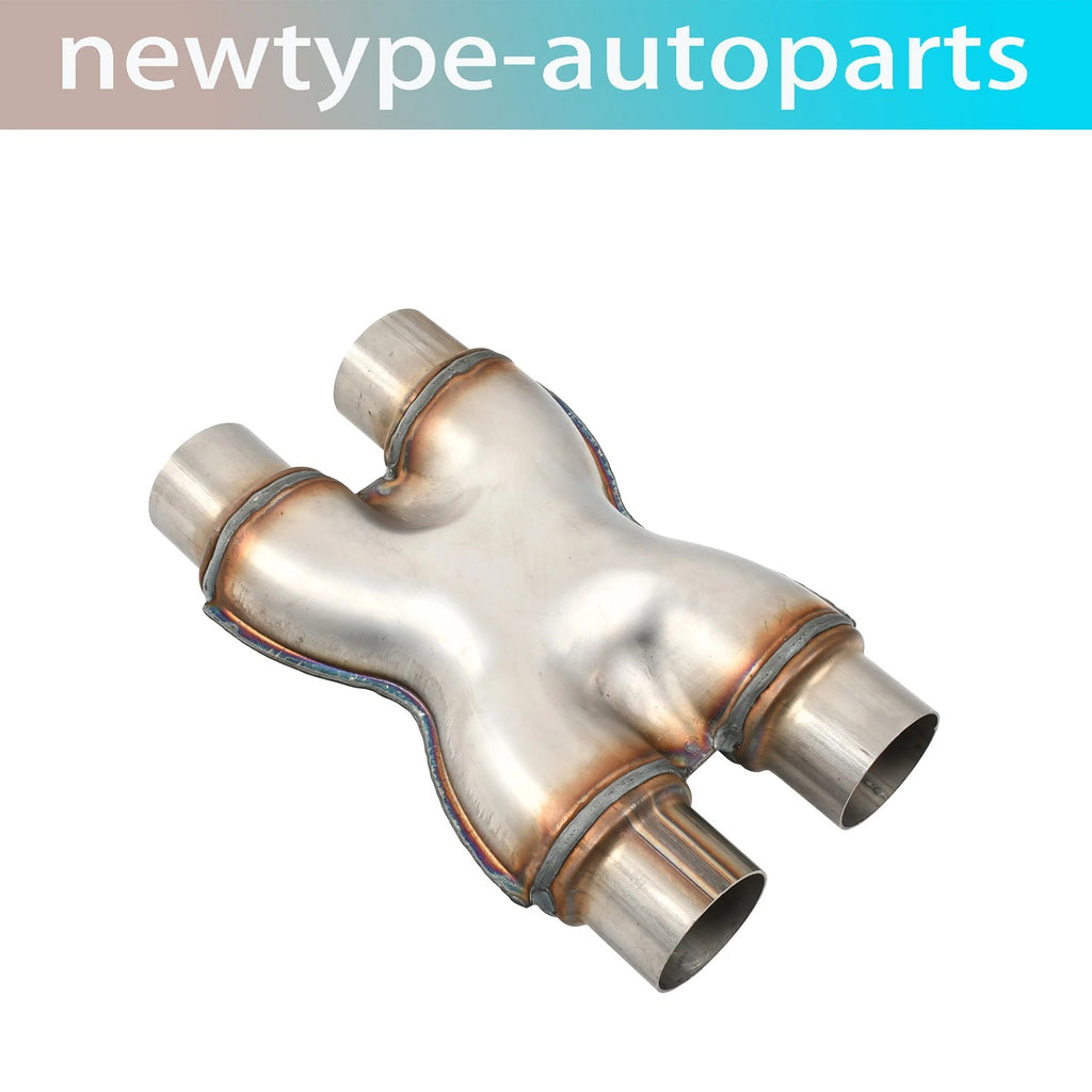 X-Pipe Muffler Exhaust Tip for Universal (2.25" Dual In/Out)