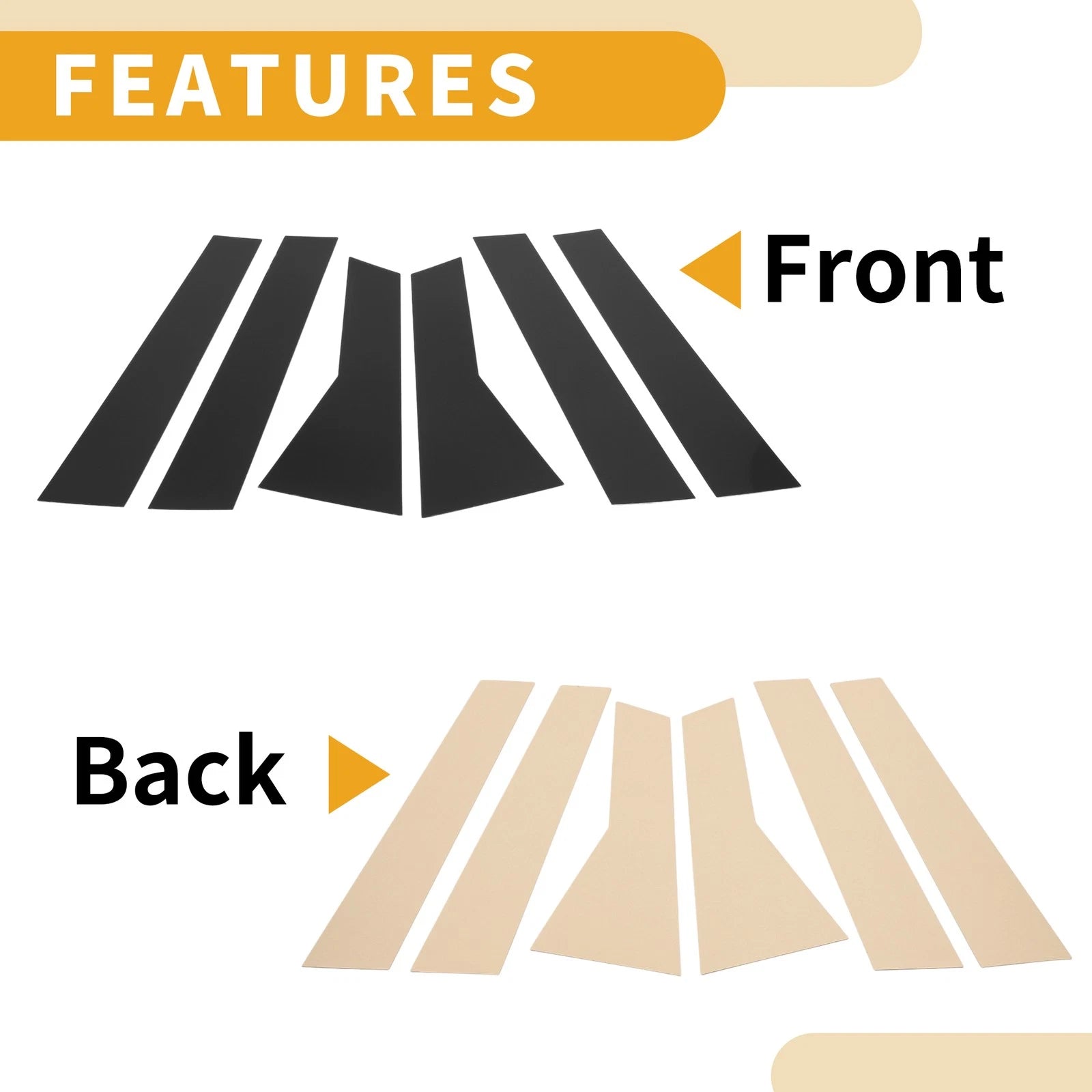 Set of 6 Car Pillar Window Trim Covers for Honda CR-V (2012–2016) Black