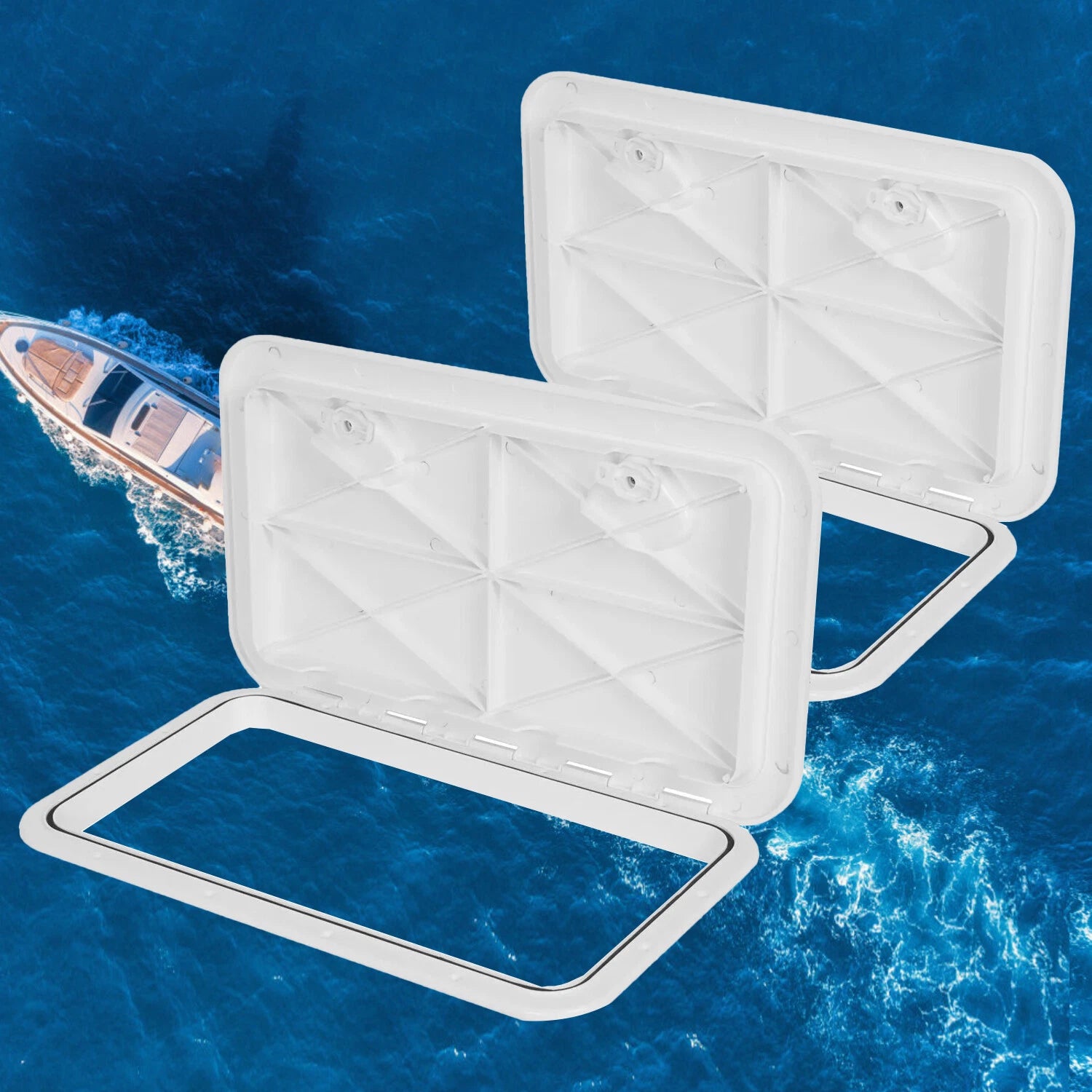 2X Deck Marine Access Hatch & Lid for Boat (24" x 14")