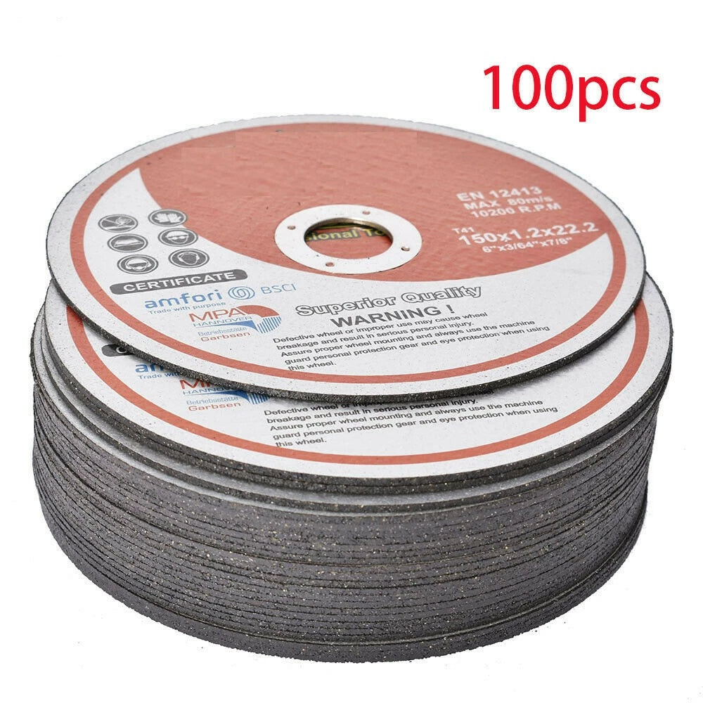 Set of 100 Cut-off Wheels for Metal & Stainless Steel (6"x.045"x7/8")