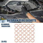 25 x Car Oil Drain Plug Gaskets 14mm ID for Mercedes-Benz A220 (2019-2023)