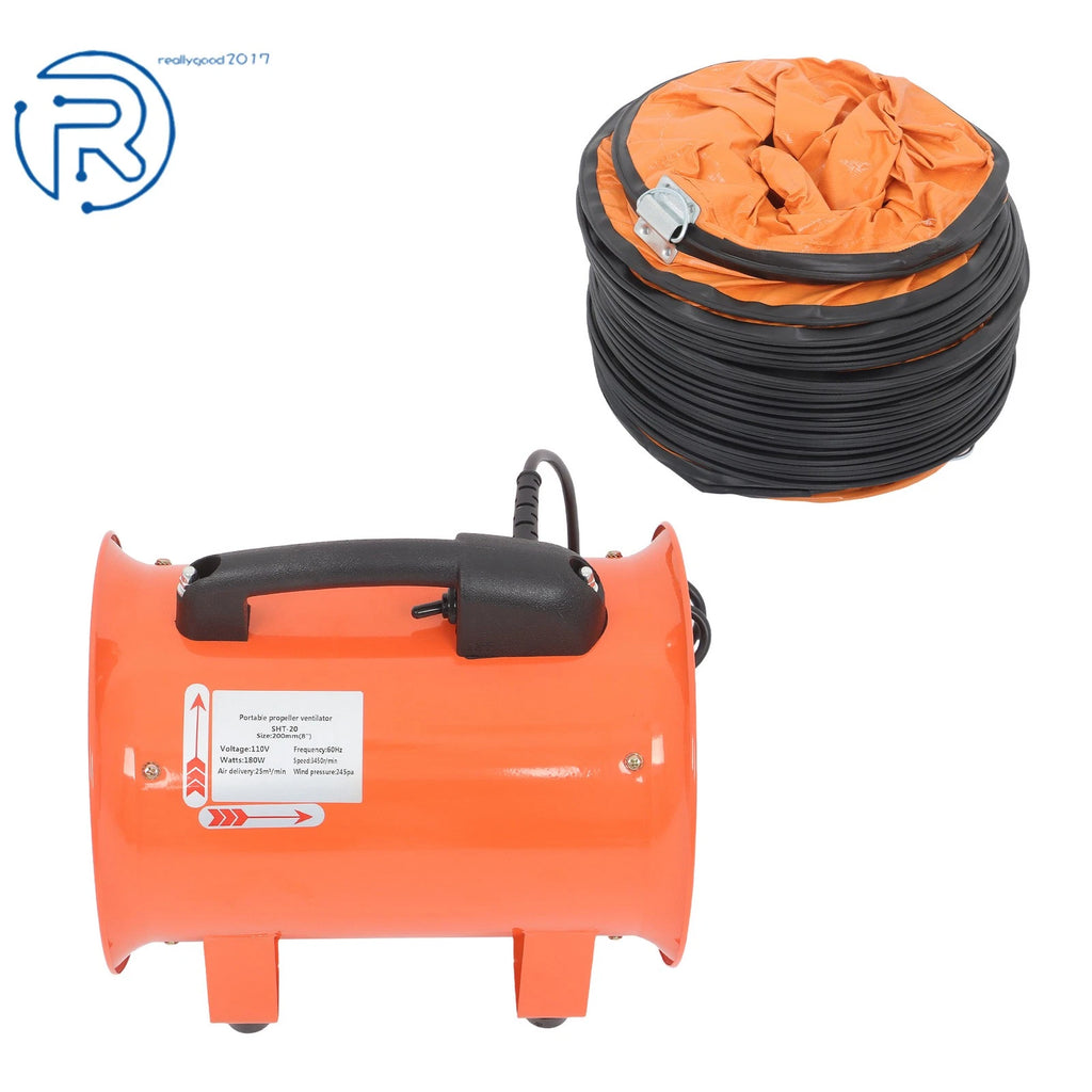 8-Inch Portable Extractor Fan Blower for Ventilation (16.4FT Duct Hose)