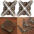 Set of 8 Antique Copper Corner Brackets for Furniture Protection
