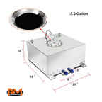 15.5 Gallon Aluminum Chrome Fuel Cell Tank for Universal Applications