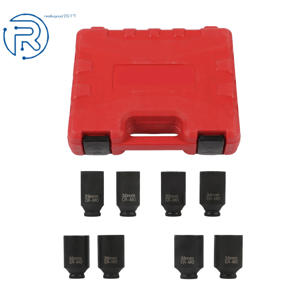 Set of 8 Deep Impact Sockets for Spindle Axle Nut (29mm-39mm)