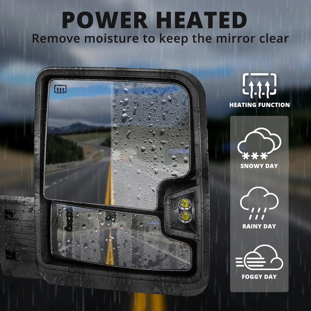 Tow Mirrors for Chevy Silverado 1500 LTD (2019–2025) - Black, Blind Spot Monitoring