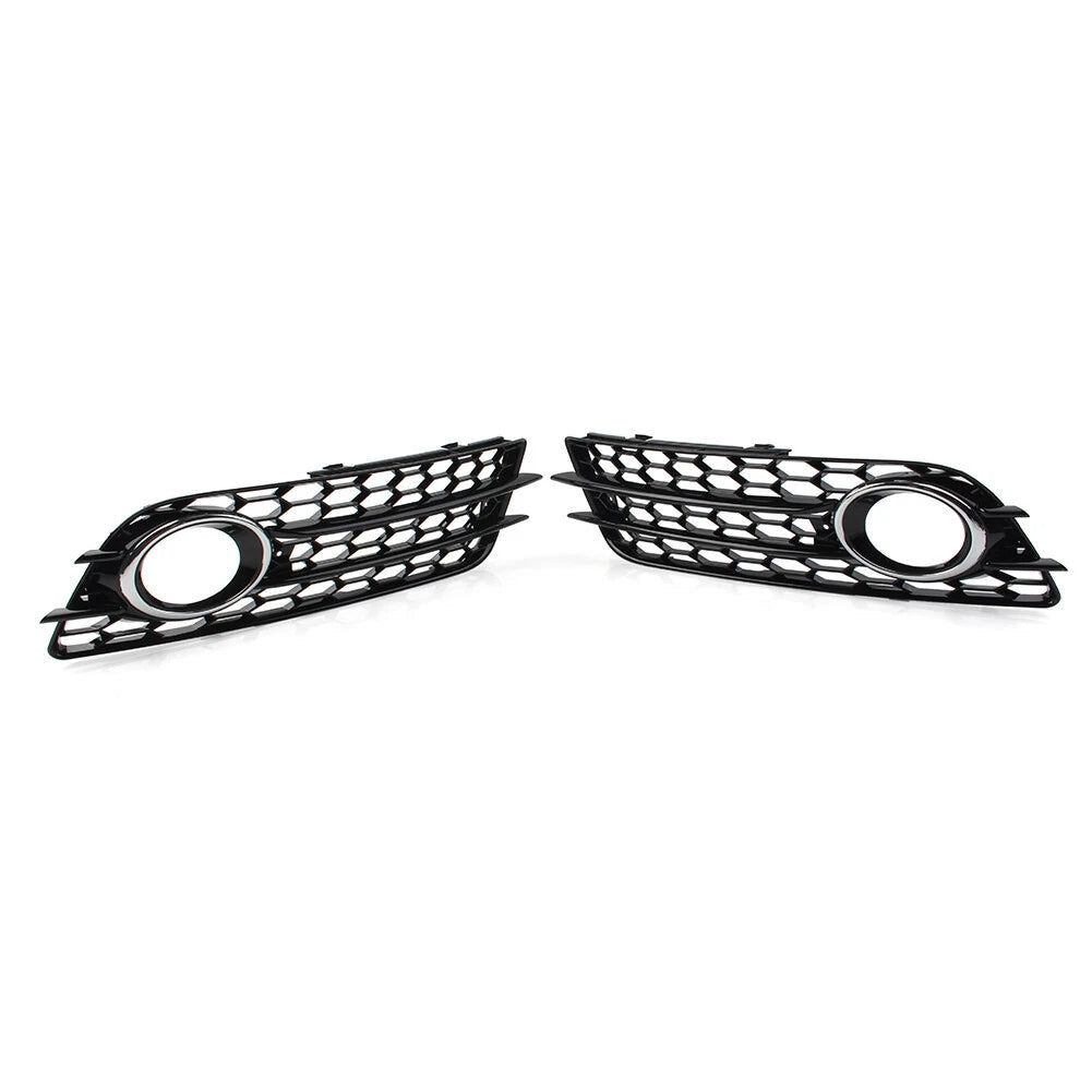 Pair Honeycomb Mesh Fog Light Grille Covers for Audi A4 B8 S4 (2008–2022)