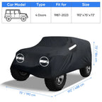 Car Cover for Jeep Wrangler 4 Door JK JL JLU (2007–2023) UV Waterproof