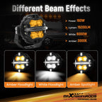 3.5 Inch LED Light Pods Spot Beam with Amber Covers for Jeep