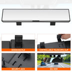 Universal Clip On Flat Panoramic Wide Angle Rear View Mirror for Cars