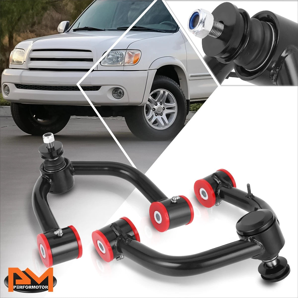 J2 Black Front Upper Control Arms w/ Ball Joint for Toyota Tundra Sequoia (2000–2007)