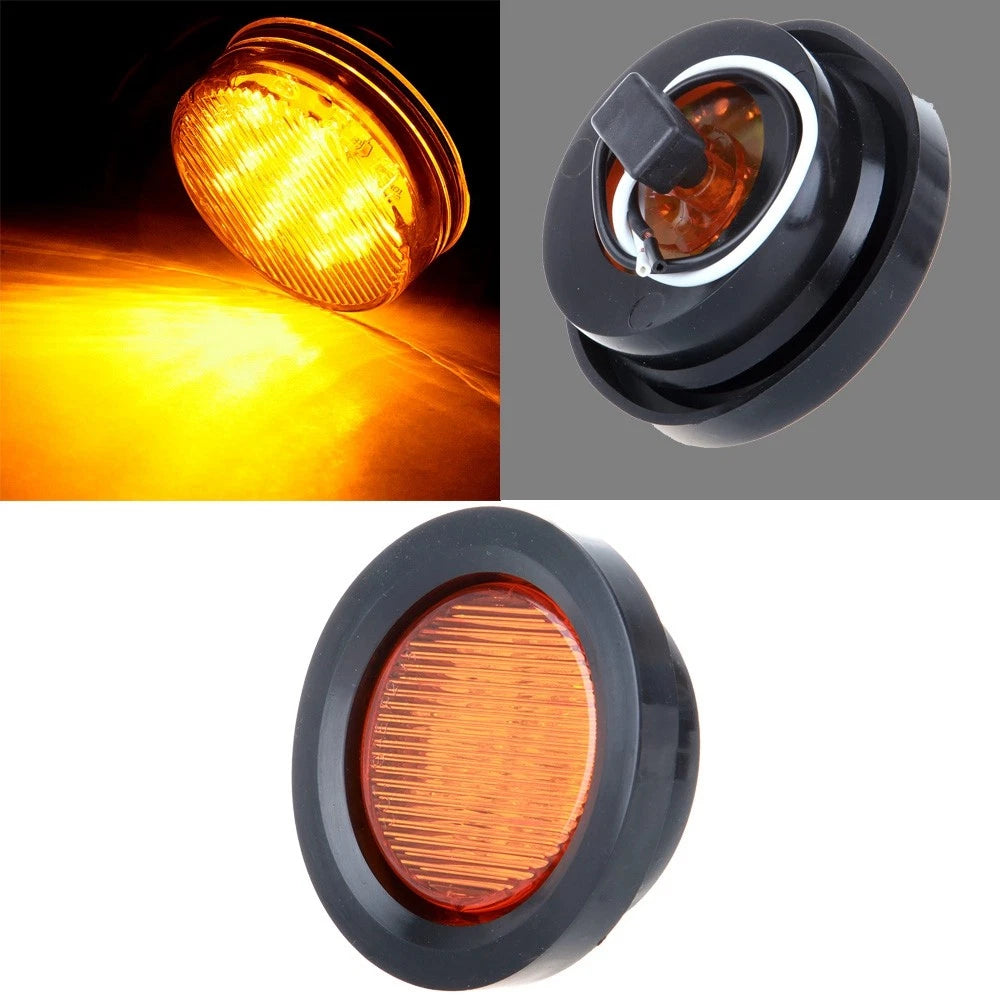 2.5" Round LED Tail Signal Side Marker Light for Trailer (Amber)