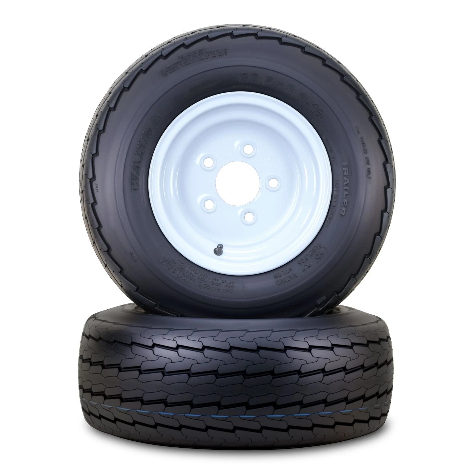 2 WANDA Trailer Tire Wheel Assembly 20.5x8-10 10-Ply 5 Lugs 4.5" White Rim