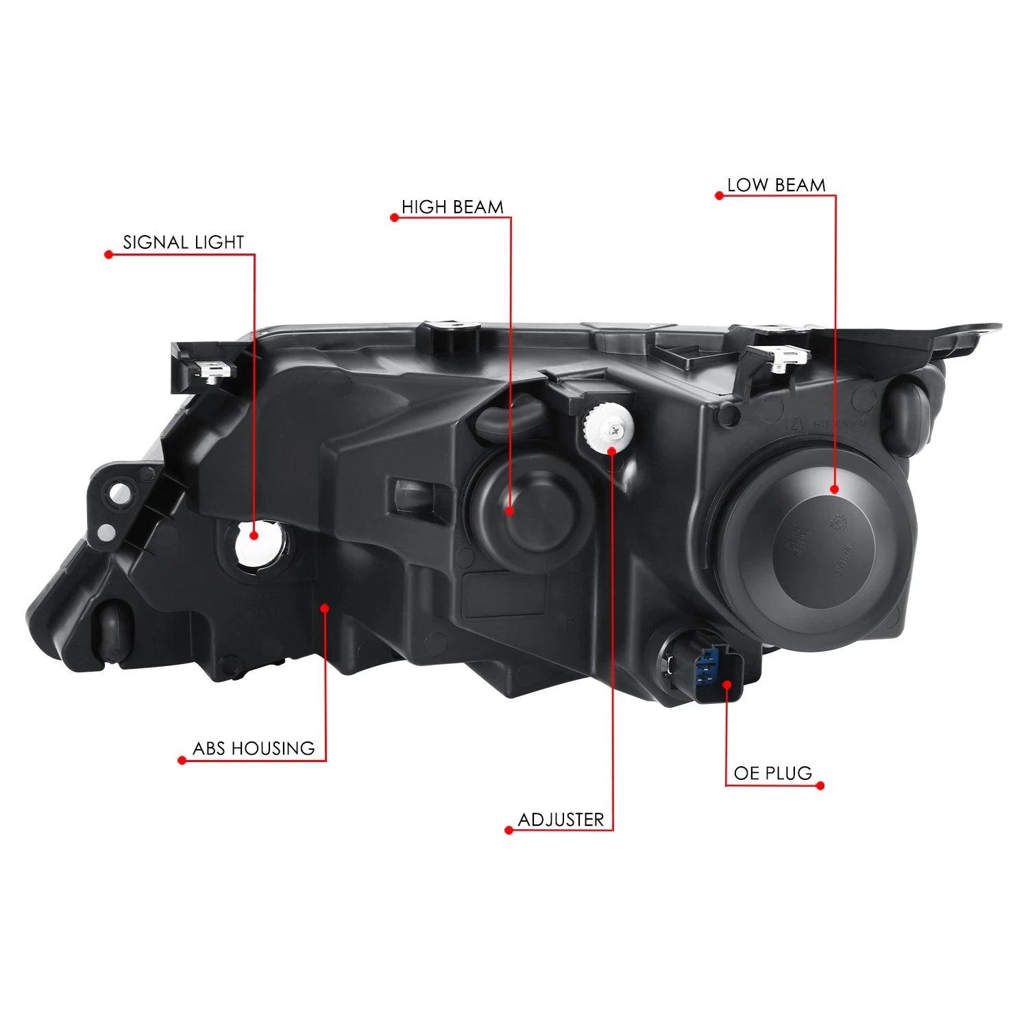 Right Side Black Projector Headlight Lamp for Ford Fusion (2010–2012)
