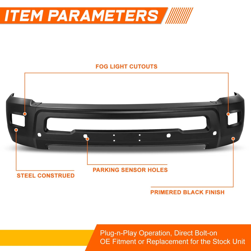 Front Bumper Face Bar for Dodge Ram 2500 3500 (2010–2018) w/Fog Light Cutouts