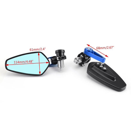 1 Pair Blue Rear View Handle Bar End Side Mirrors for Motorcycle