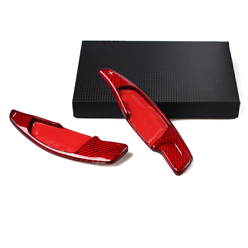 Red Carbon Fiber Steering Wheel Shift Paddle Extensions for BMW 5/7 Series