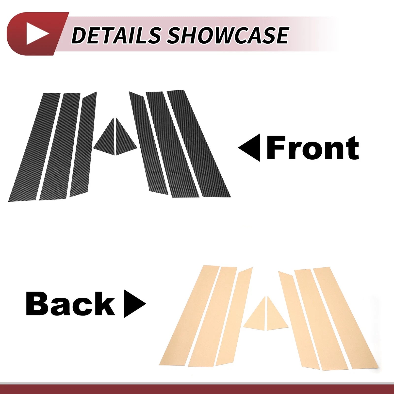 8 Pcs Door Pillar Window Trim for Audi Q3 (2020–2023) Carbon Fiber Black
